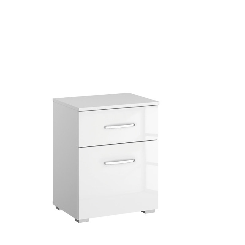 Aditio 1 Drawer Bedside Table, Alpine white/hihg-gloss white
