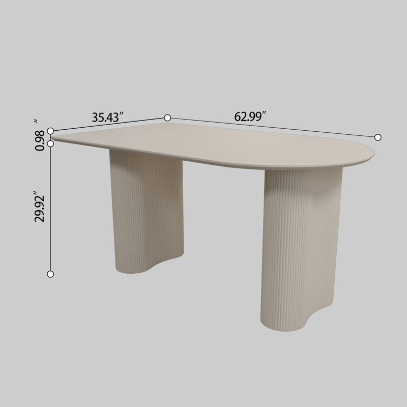 Dining Table And Irregular Side Table, 4-8 Person Dining Table, Thick Engineering Wood Round Wave Table Legs