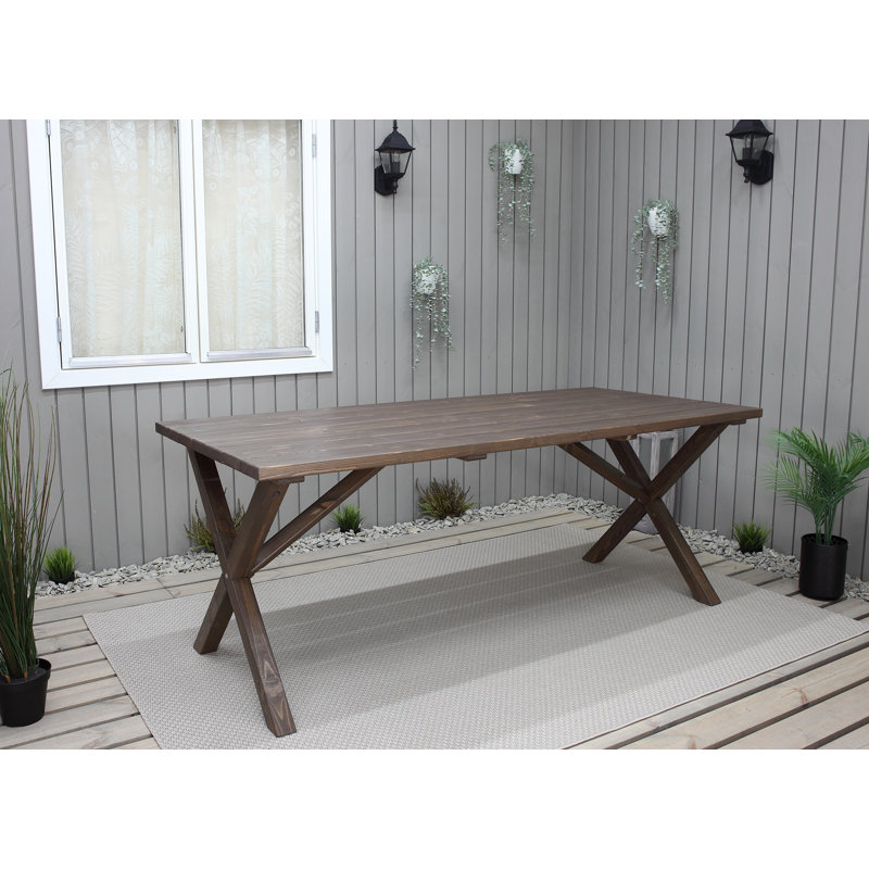 Edgerton Rectangular Pine Outdoor Dining Table , cm W cm D, 74cm H x 190cm W x 86cm D, Brown