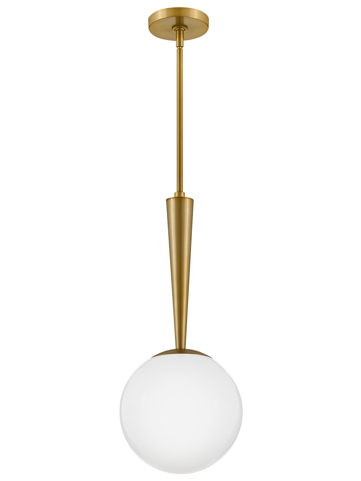 Cheri Single Light Glass Steel Pendant, Lacquered Brass