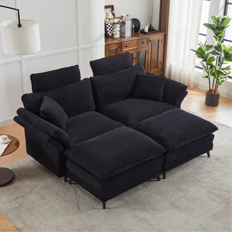Deep Seat Sectional Sofa, Black