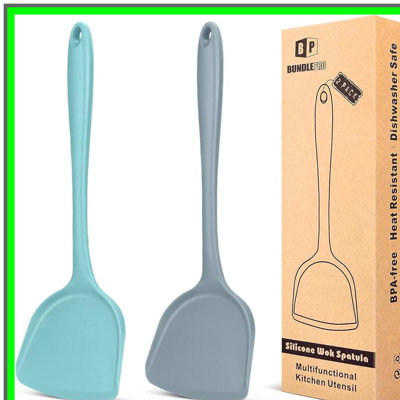 Set of 2 Non-Stick Silicone Wok Spatulas