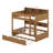 Bunk Bed Frame With Trundle And Storage Shelves, Solid Wood Floor Bunk Bed With Ladders And Guardrails-125124729-125124732