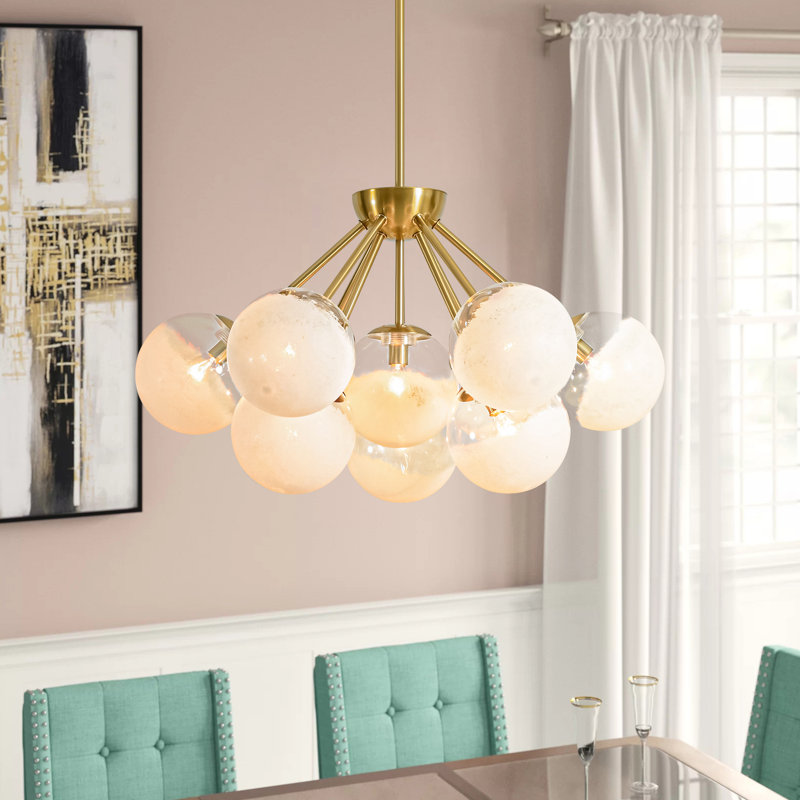 AstralGlow 10 - Light Dimmable Bubble Chandelier, Polised Brass