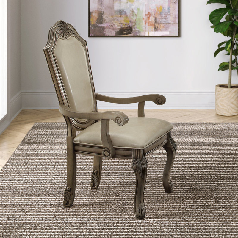 Fauteuils Amoi avec pieds Queen Anne, Blanc antique
