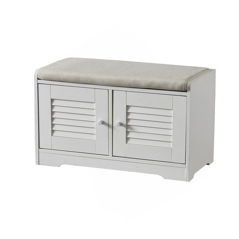 28.74"Shoe Storage Bench With 2 Door Cabinet, Entryway Bench With  White Shoe Storage, Shoe Bench With Cushion, Adjustable Shelves, Shoe Rack Bench For Entryway, Hallway