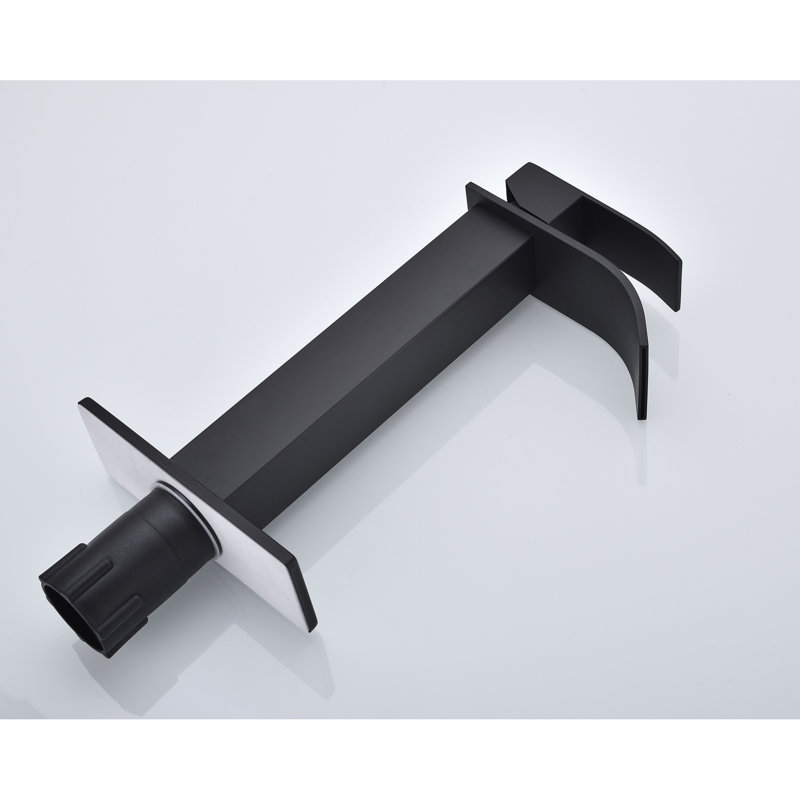Waterfall Spout Bathroom Faucet In Matte Black, Single Handle Control, Crafted With Stainless Steel For A Quality Sink Black Spout, Design User- Water Composed Of
