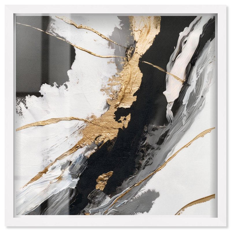 Art mural Aurea Flow III Shadowbox par Art Remedy, cadre blanc, 17 x 17, H 17 po x l 17 po, Cadre blanc
