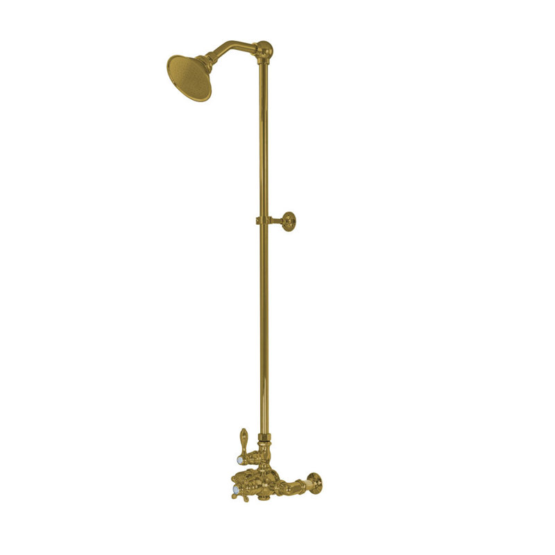 Exposed Thermostatic Shower System by Strom Living P1022S, Supercoat Brass