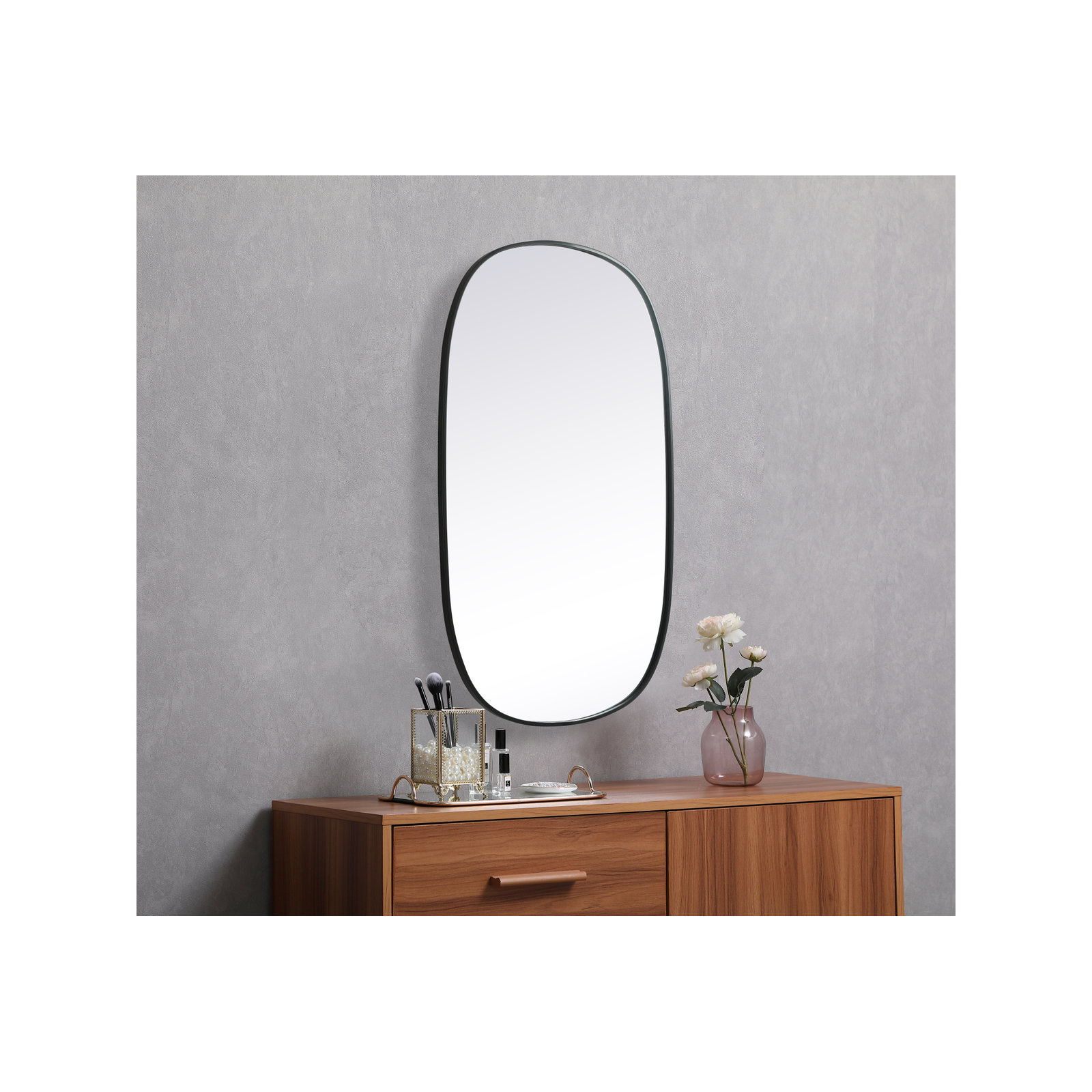Bertin Metal Oval Wall Mirror, Black, 48"  x 30" 