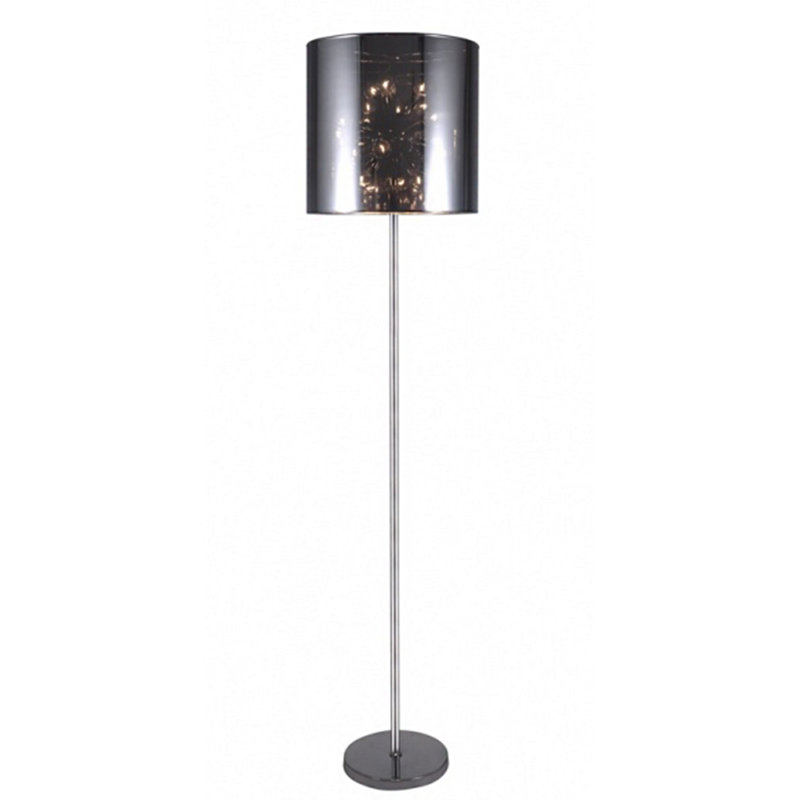 Lampe sur pied en chrome 12 lumières avec abat-jour en lin chromé