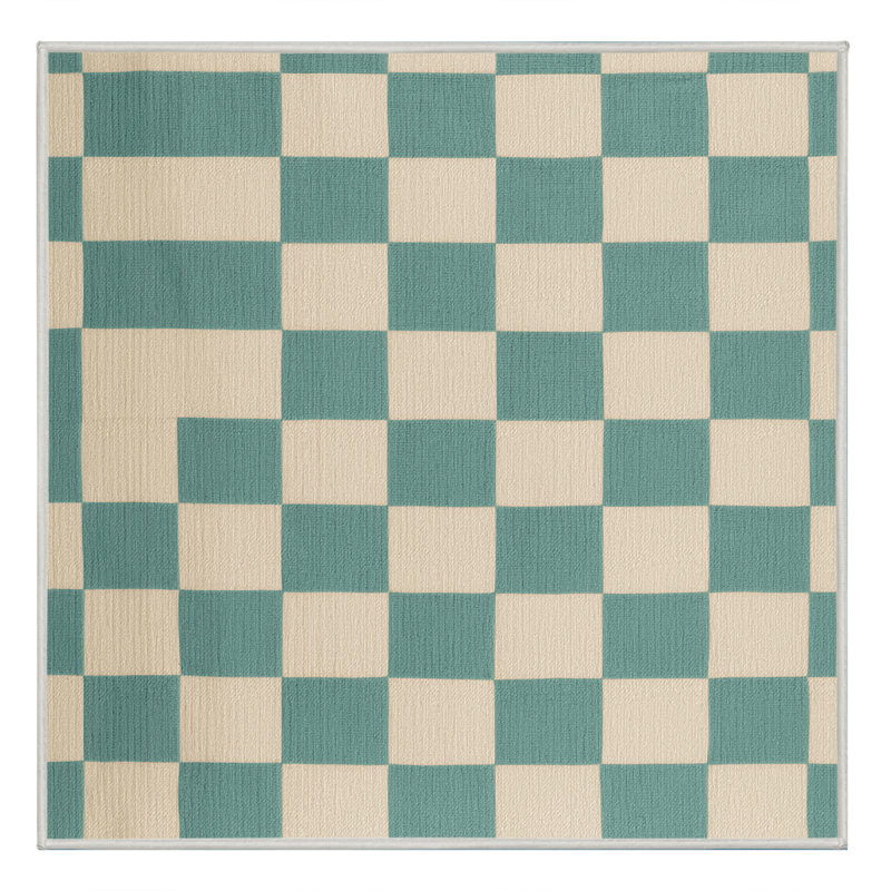 Tapis beige à carreaux lavable à la machine, Carré 5 pi