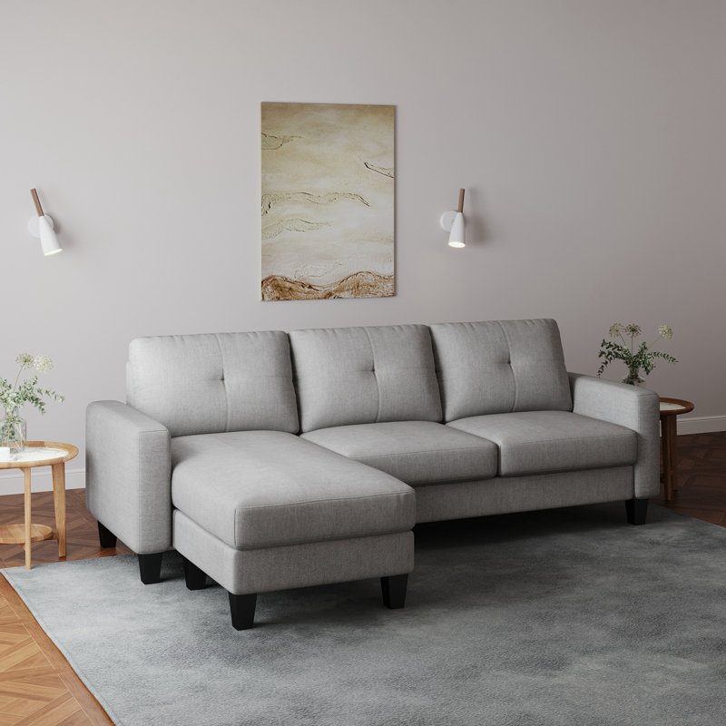 Matteus Upholstered Sectional Left Hand Facing, Gray Polyester Blend