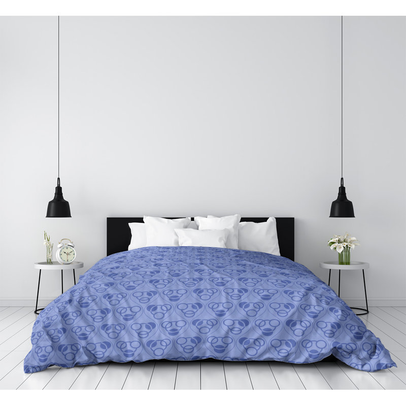Housse de couette simple Circles Waves, Housse de couette pour très grand lit, Polyester brossé, bleu