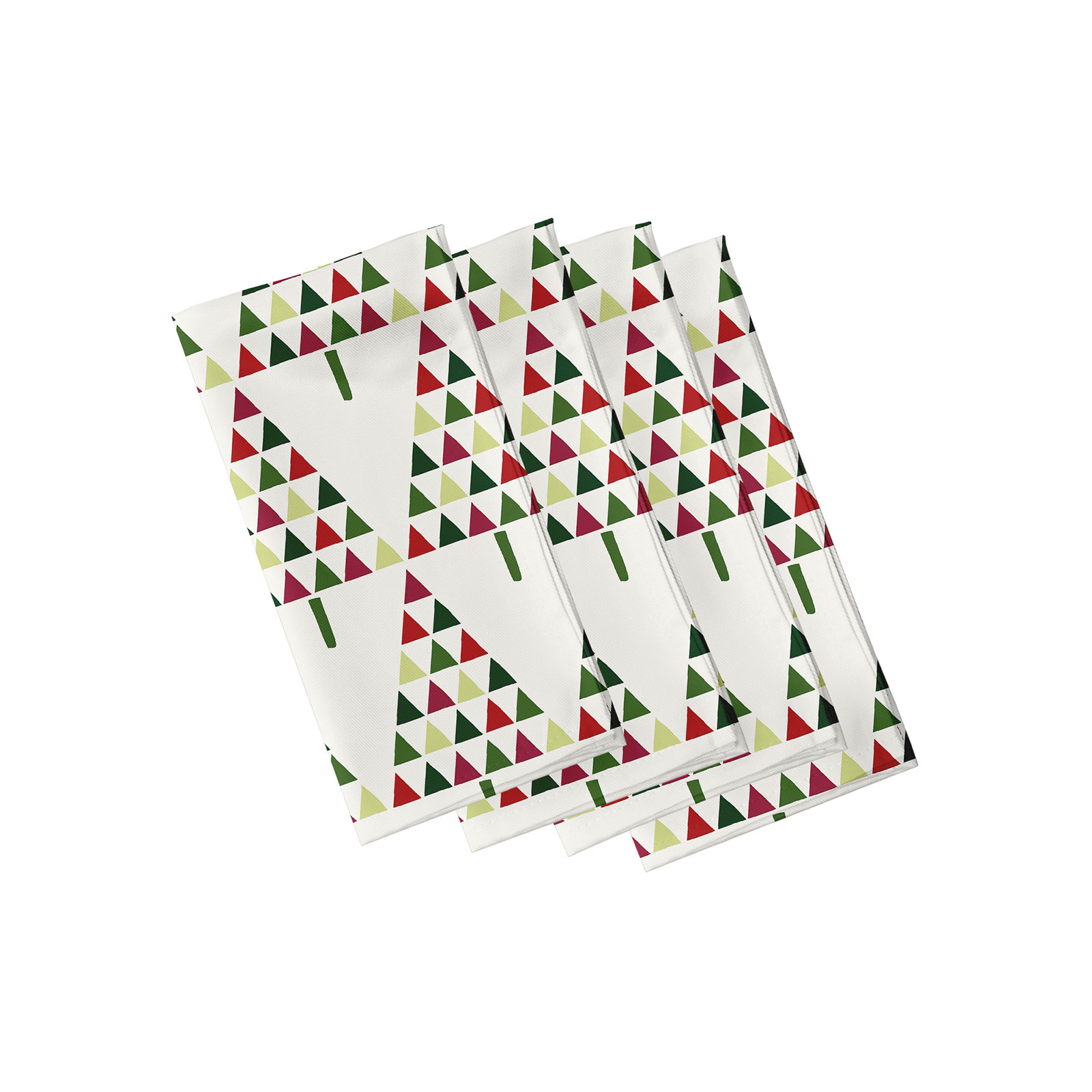 Christmass Triangle Trees 4 Piece Napkin Set, Green