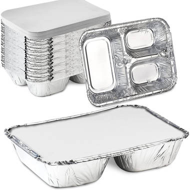 Disposable Aluminum Dinner Tray with Paper Lids 3 Compartment Foil Pan (250 Pack) (Set of 250) Nicole Fantini Collection