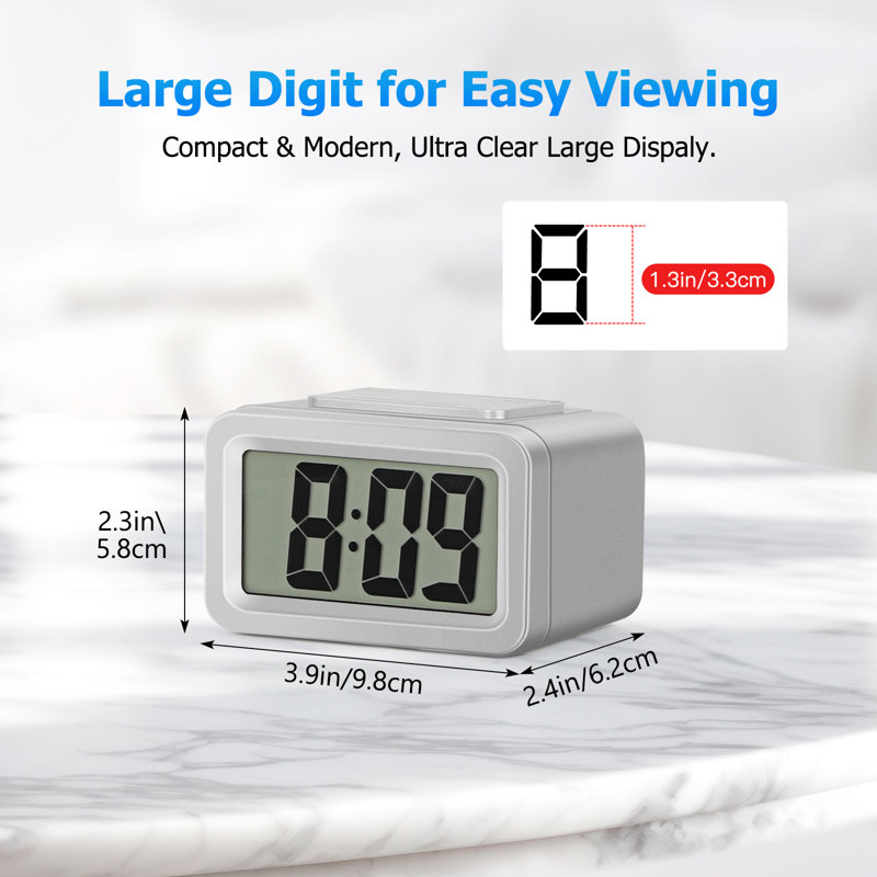 Self-Sensing Digital Alarm Clock - Silver