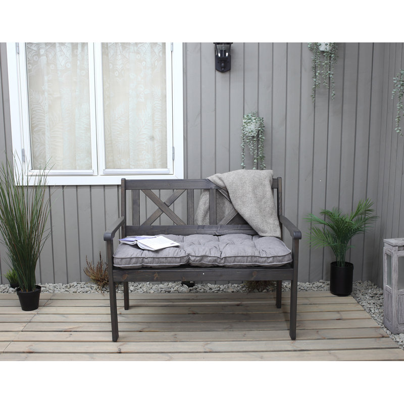 Sharadan Solid Wood Pine Outdoor Bench, Grey, 88cm H x 107cm W x 64cm D