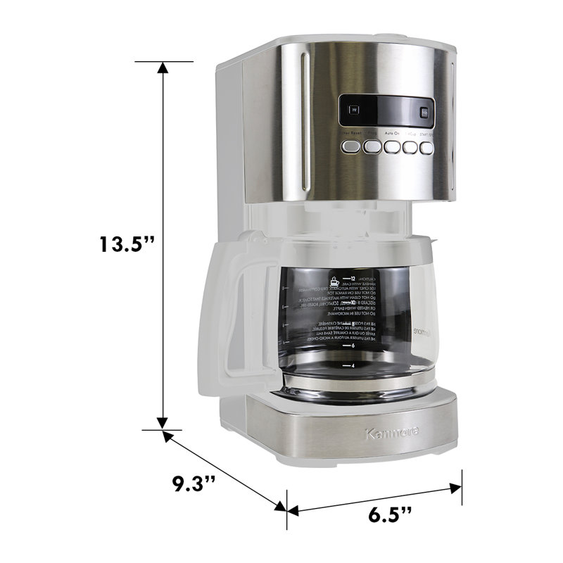 Kenmore Programmable 12 Cup Drip Coffee Maker with Reusable Filter, White