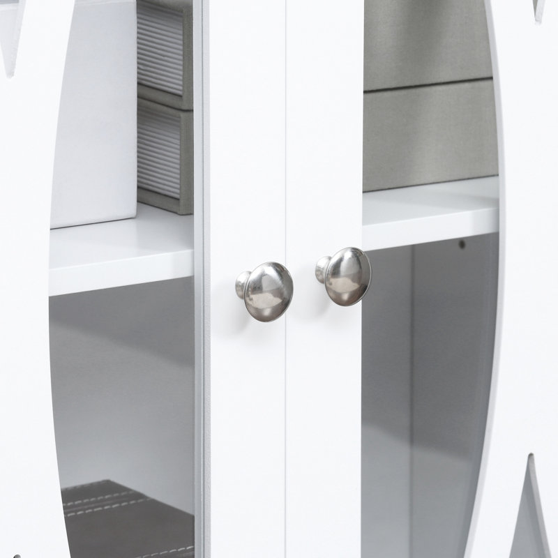 Buffet de salle à manger, buffet avec base stable, buffet blanc, tablette de rangement réglable blanche, portes en verre à motif géométrique