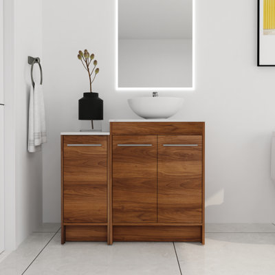 Meuble-lavabo sur pied simple 36 po avec comptoir en céramique 36 po