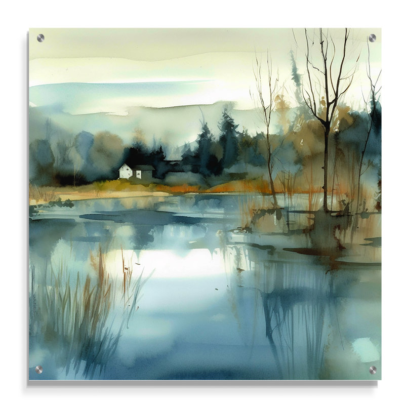 Bima - Lake, art mural acrylique, H 16 po x l 16 po