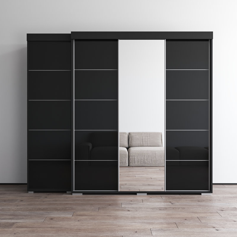 Armoire 94,1 "avec 1 miroir Aria, Noir