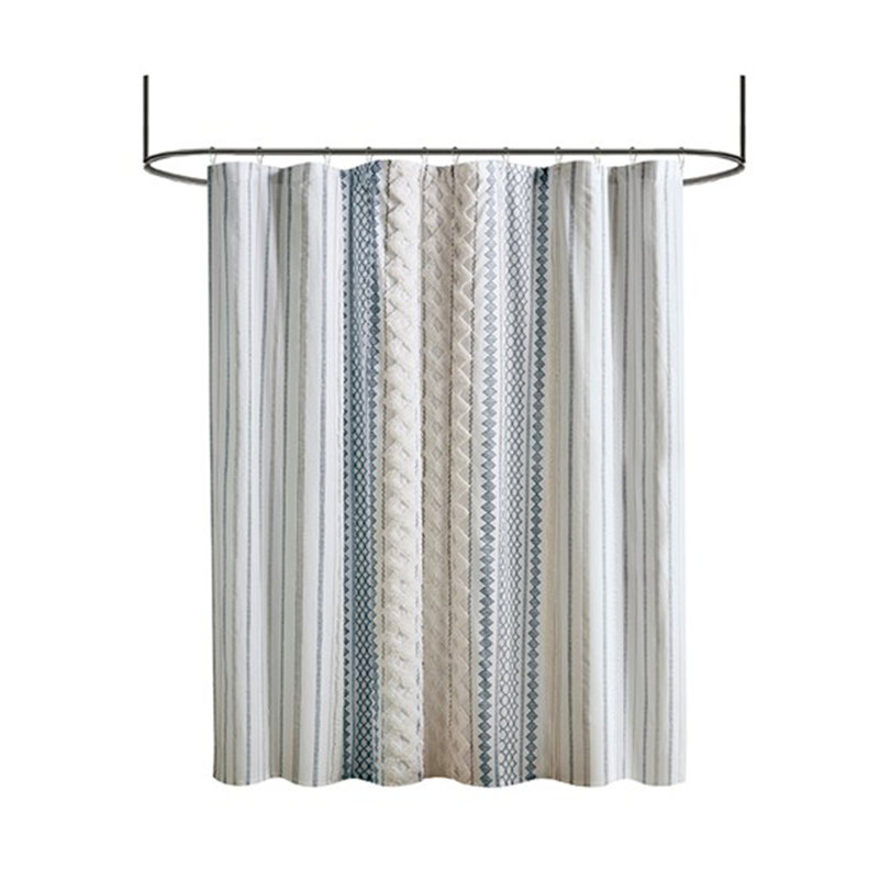 Rideau de douche en coton avec chenille, Multicolor