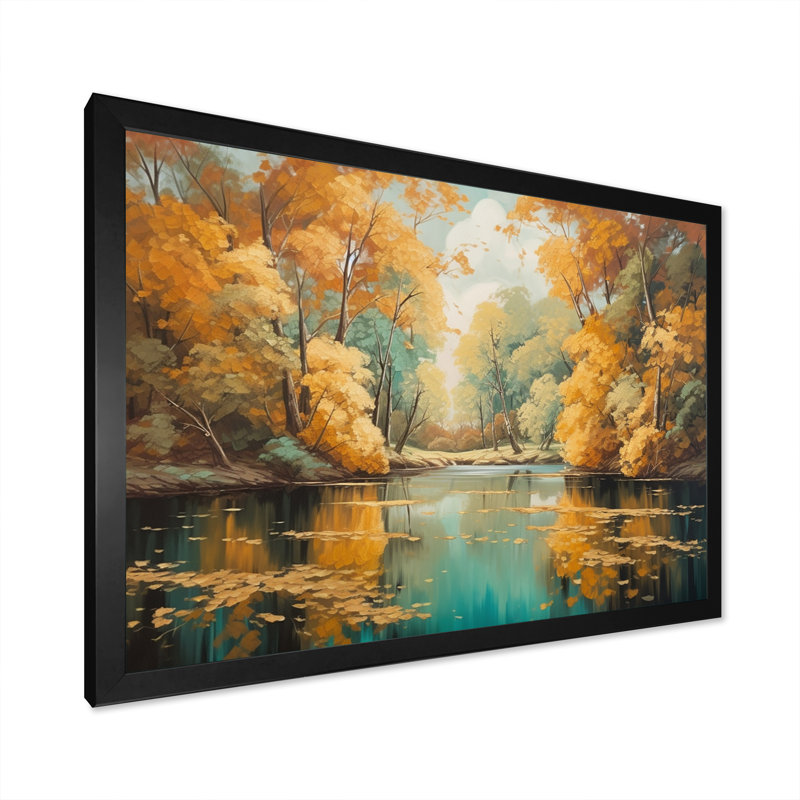 «Enchanting River and Forest I», reproduction d'art sur toile, Cadre photo noir, H 30 po x l 40 po x P 1,5 po