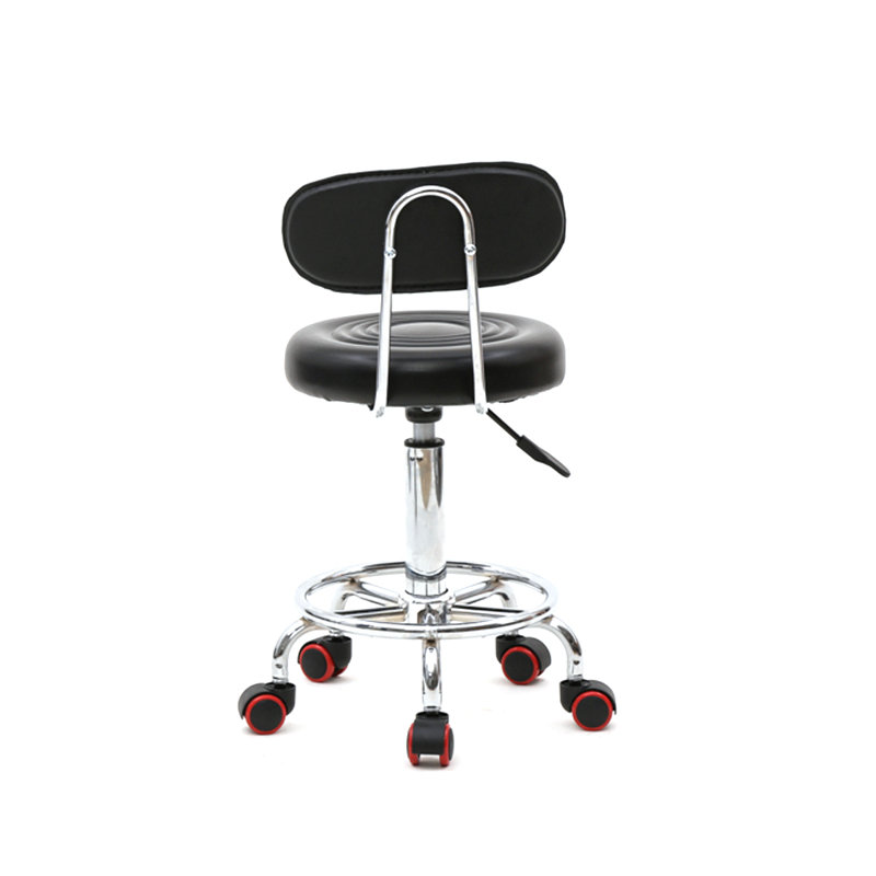 Backed Adjustable Height Ergonomic Lab Stool Wheels, Black
