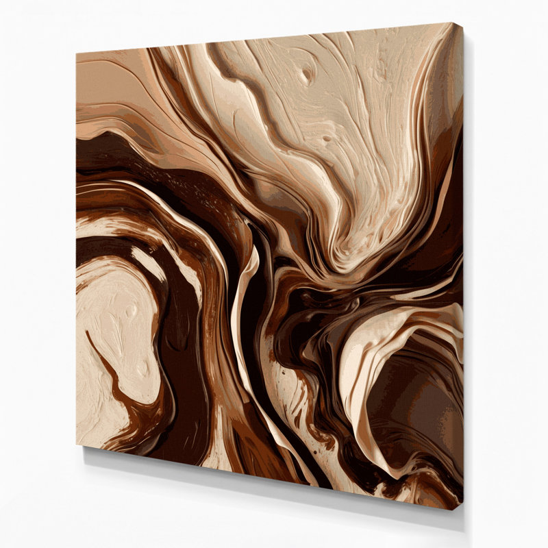 Lyrical Abstraction 29 Brown Canvas Wall Art, 12" H x 12" W