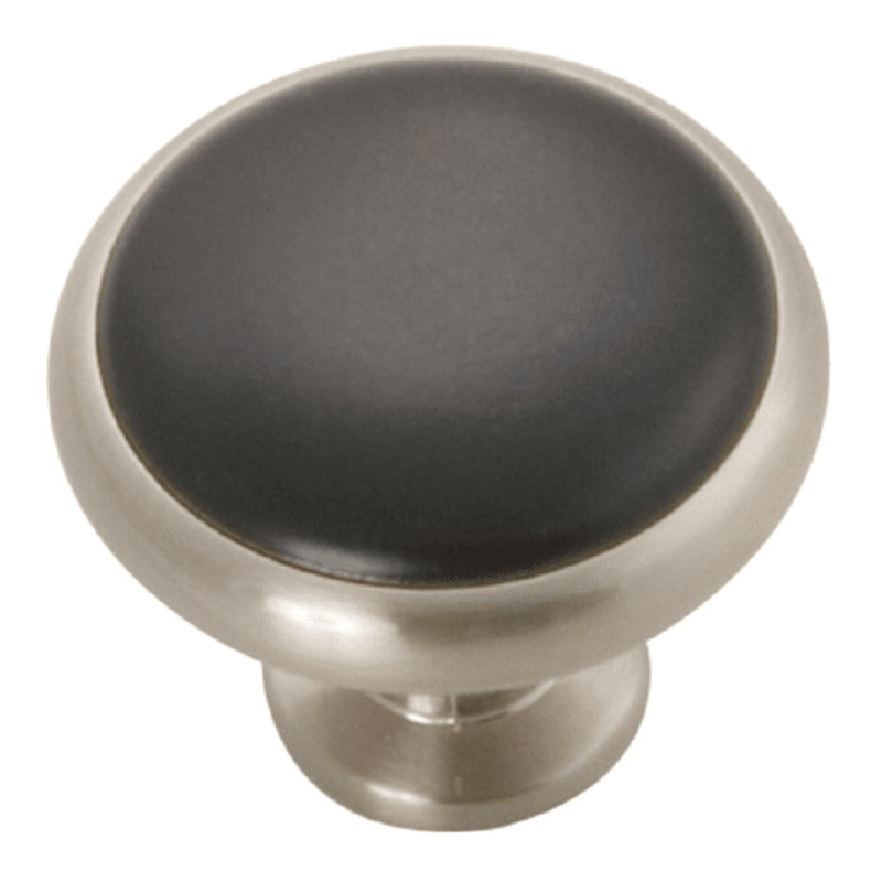 Poignée champignon Tranquility 1 5/16 po de diamètre, Nickel satiné et noir