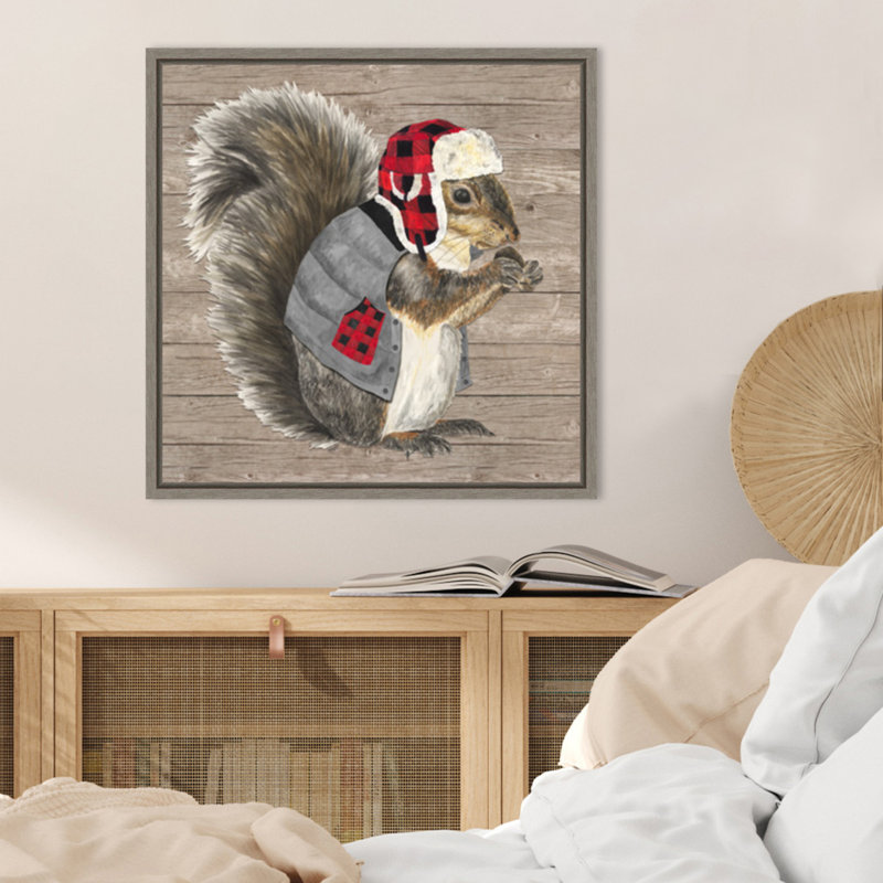 «Warm in the Wilderness Squirrel» par Tara Reed, reproduction d'art sur toile encadrée, H 22 po x l 22 po