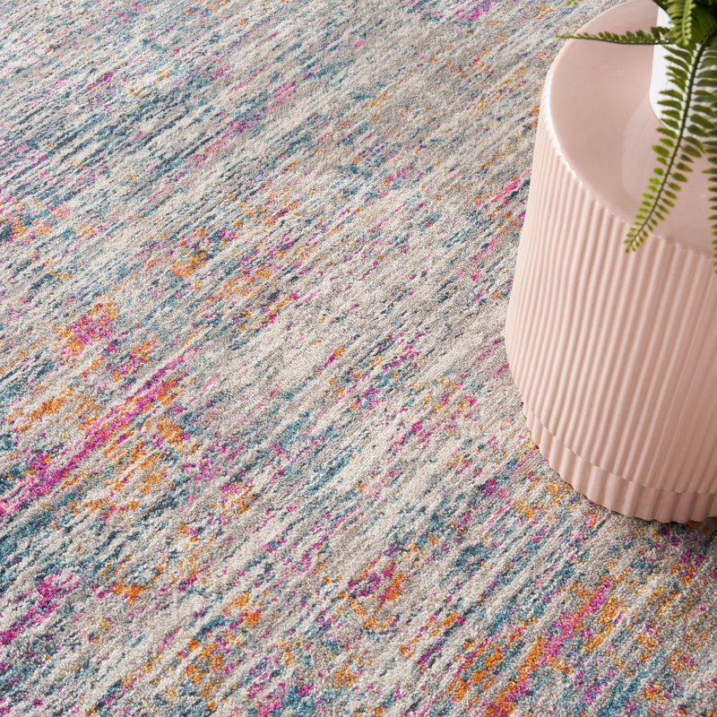 Tapis fuchsia / bleu à motif abstrait Harrower, Tapis de couloir 2 pi 2 po x 7 pi 6 po