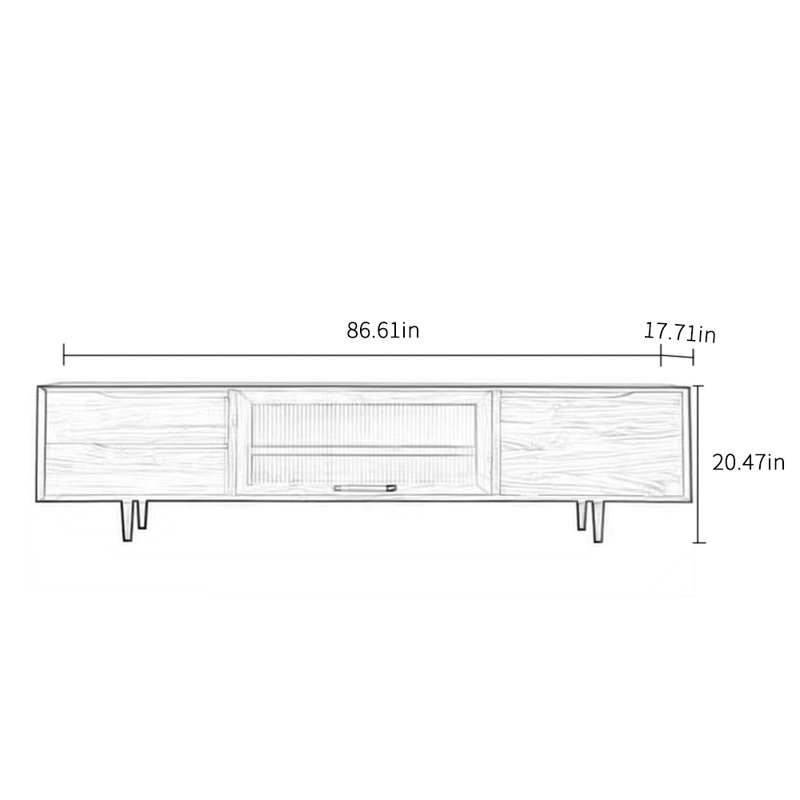 Meuble télé rétro haut de gamme, Cerisier, H 20,47 po x L 86,61 po x l 17,71 po