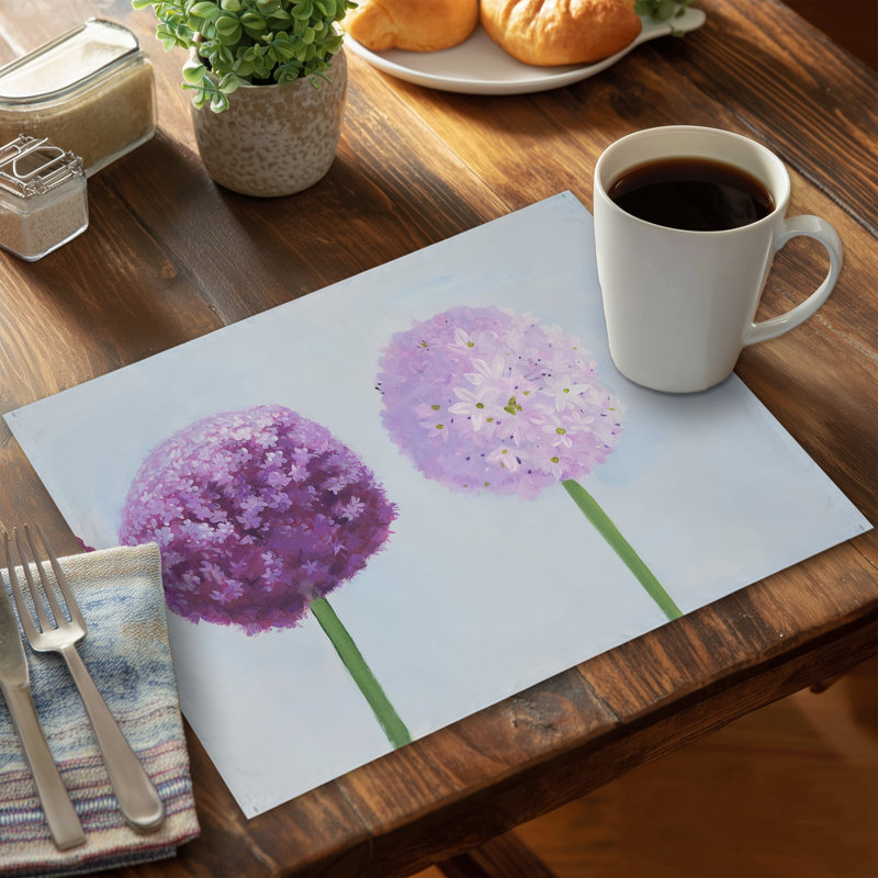 Purple Dahlia Pompon Botanical Placemat | Home Decor Polyester