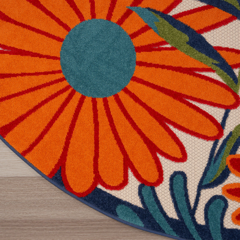 Alaris Aloha Floral Multicolor Indoor/Outdoor Area Rug, Round 7'10"
