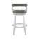 Deherrera Modern Swivel Counter or Bar Stool with Open Low Back and Footrest in Metal and Faux Leather