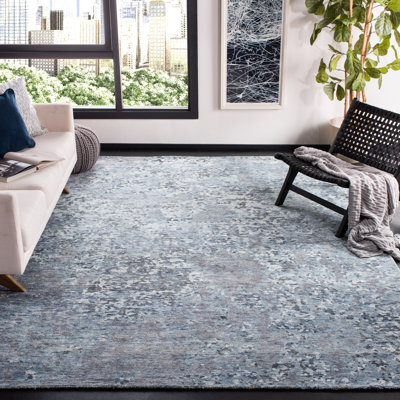 Tapis ivoire / gris en laine et viscose touffeté à la main Kenia