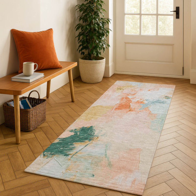 Premium Machine Washable Emest AMF1914 Abstract Rug, Runner 2'3" x 7'6"
