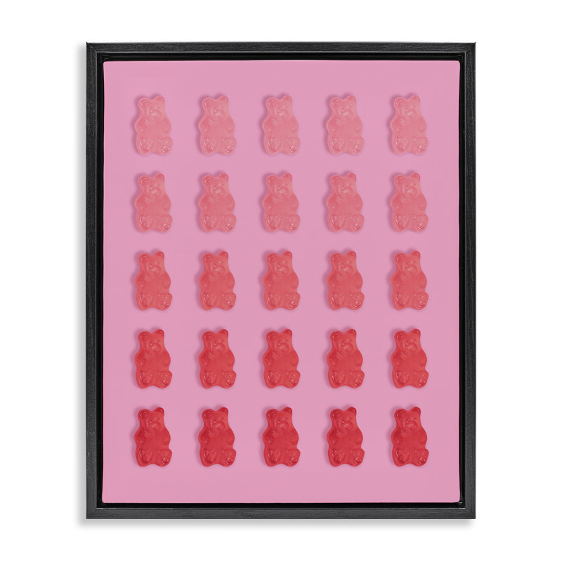 Pink & Red Bear Gradient Floating Frame, design by LISH Creative, Jet Black Floater Frame, 21" H x 17" W