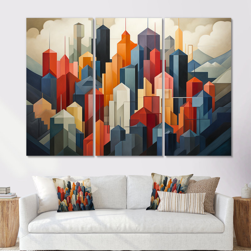 «Cubic Los Angeles Skyline - Los Angeles», art mural, H 28 po x l 36 po x P 1 po, Toile tendue