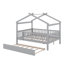 Full size wooden house bed with trundle-1443605070