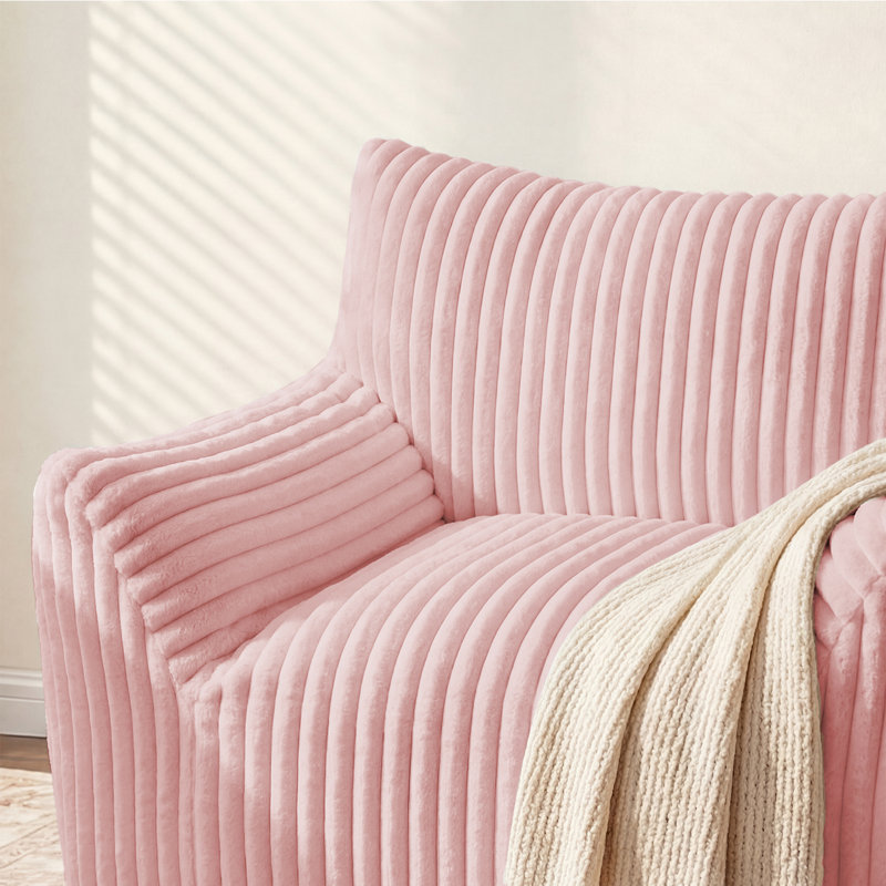 Fauteuil à billes surdimensionné en mousse de velours côtelé à compression de 46 po, Rose