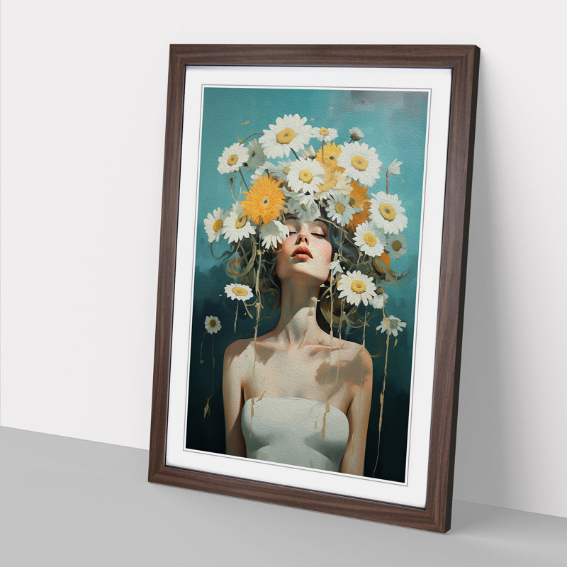Daisy Dadaism - Single Picture Frame Print on Wood, 46cm H x 34cm W, Walnut Framed