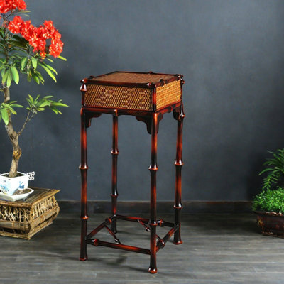 Bamboo flower stand with floor-to-ceiling planter by dujinlong home