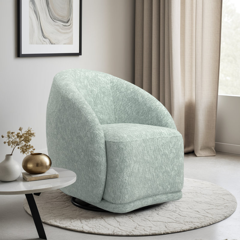 Fauteuil d'appoint pivotant en velours Brunna, Bleu