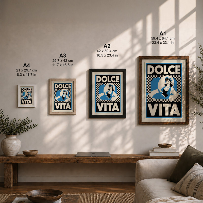Dolce Vita Art Deco - Framed Print, Black, A4 - 29.7 x 21.0 cm