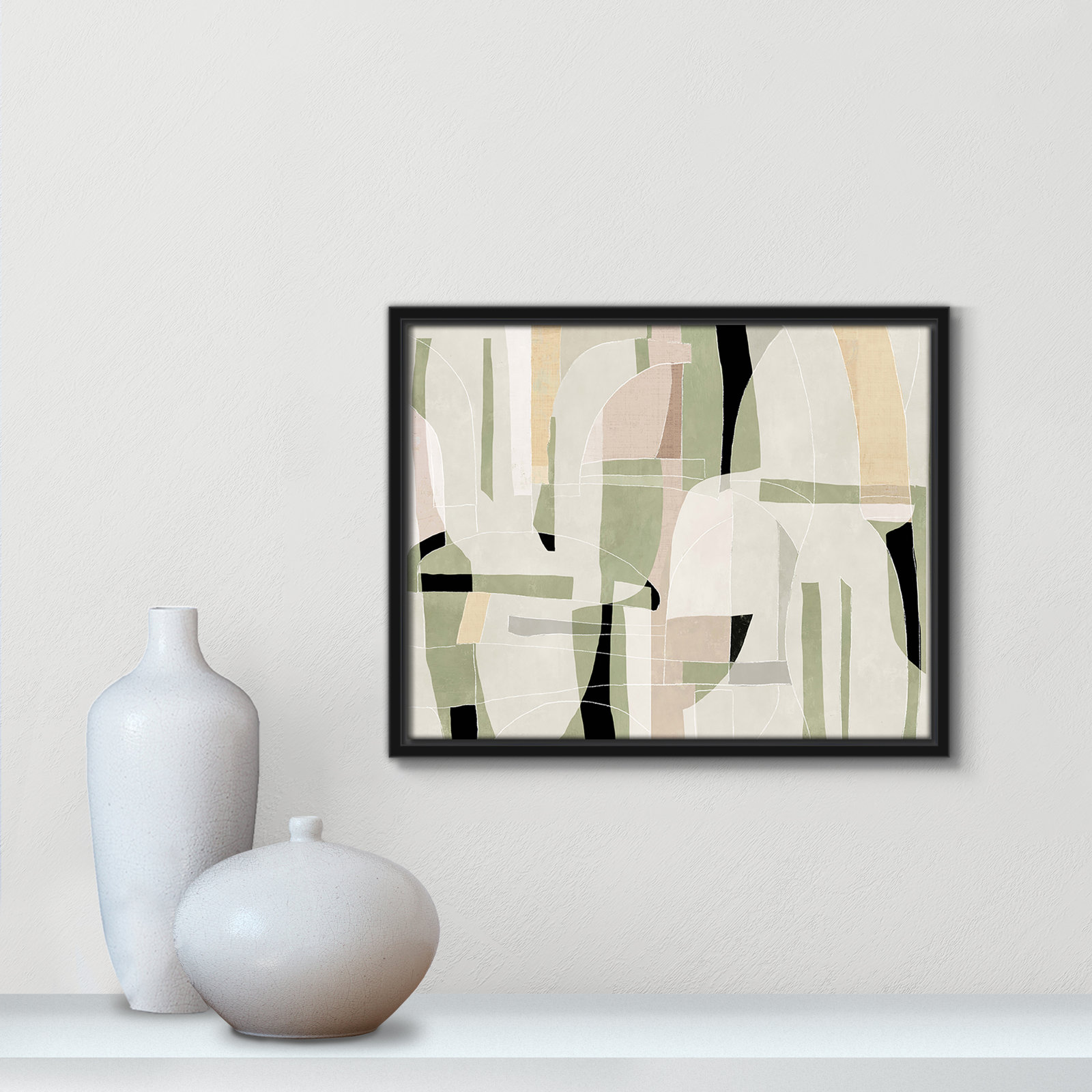 Sunny Barcelona - Floater Frame Canvas, Black, 15.5" W x 12.5" H