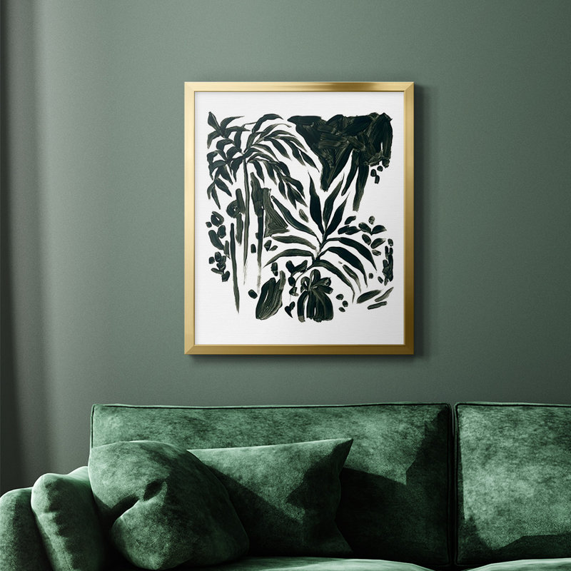 Encre Jungle II, toile encadrée de qualité supérieure - prête à être accrochée, Or, H 24 po x l 20 po